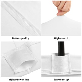 BDDC Table Covers for 8 Foot Tables, 6 Pack White Washable and Wrinkle Resistant Stretch Tablecloths Rectangle 8ft for Events, Wedding, Banquets, Parties