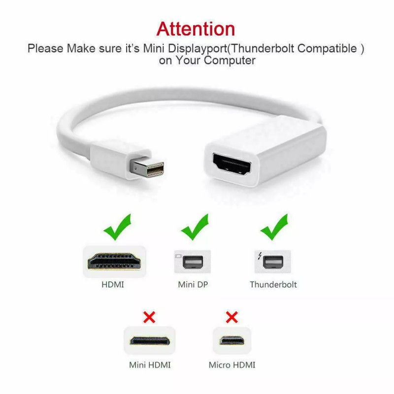 Unbranded Mini Display Port DP Thunderbolt to HDMI Adapter Cable