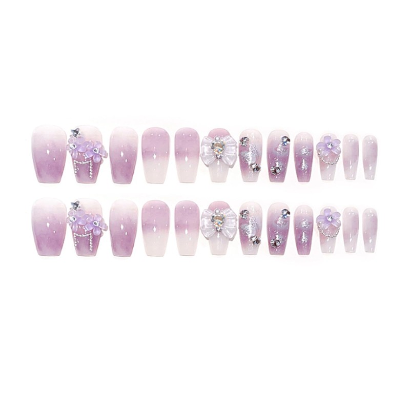 HAPVITAL 24-Piece Set, Nail Tips, Press-On, Popular, 3D, Handmade Japanese