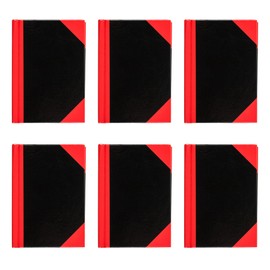 Idena 90368 Notebook A7, Pack of 6, Squared Notebook with 96 Sheets, 70 g/m², Hardcover Cover in Red/Black