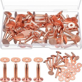 50 Sets Copper Rivets and Burrs, Copper Rivets for Leather Pure Copper Rivet Setting Tool for Belts Wallets Collars Leather DIY Craft Supplies (9/16 Inch, Size 12) - Color: 9/16 Inch, Size 12
