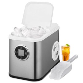 mollie Ice Maker Countertop 9 Bullet Ice Ready in 10Mins, 26lbs Daily Output, 3 Sizes Bullet Shaped Ice, Self-Cleaning Counter top Ice Maker Machine, 24H Timer, Easy to Operation