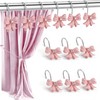 12PCS Decorative Shower Curtain Hooks with Shining Diamond,Rust Resistant Pink