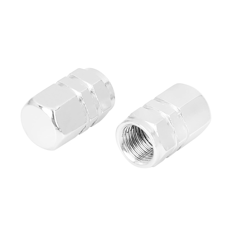 X AUTOHAUX 4pcs Silver Tone Tire Stem Valve Caps Wheel