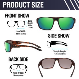 DUCO Polarized Sports Sunglasses for Men Women Wrap Around Lightweight Sun Glasses for Driving Fishing Cycling DC6300 (Matte Tortoise Frame Revo Green Lens)