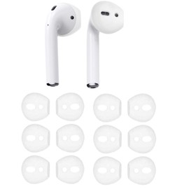 JNSA [Fit in Case] Airpods Covers AirPods Ear Tips Ear Gels, 6 Pairs Ultra-Thin Anti-Slip Earbud Silicone Cover Compatible with AirPods 2 and AirPods 1 and EarPods （Not for airpod3 /pro）,White