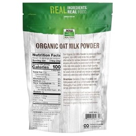N/A NOW Organic Oat Milk Powder 12 oz – Avena Vegana Sin Azúcar ni Lácteos