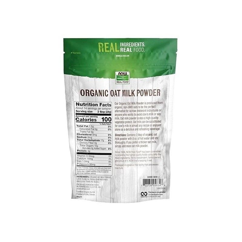 N/A NOW Organic Oat Milk Powder 12 oz – Avena Vegana