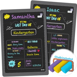 First and Last Day of School Board, 14” X 11” Double-Sided Back to School Signs, My First Day of School Chalkboard Sign for Kids, 1st Day of School Sign Preschool Kindergarten Photo Props - by Enday