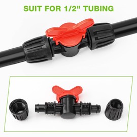 Bonviee 6 Packs 1/2” Drip Irrigation Shut Off Valve, in-Line Barbed Locking Valve for 1/2 Inch Tubing, Water Flow Control for Garden, Greenhouse, Raised Bed Systems
