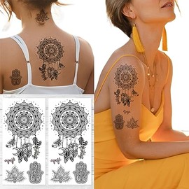 Supperb Temporary Tattoos - Black & White Dream Catcher Dreamcatcher Feather Bohemian Tattoo
