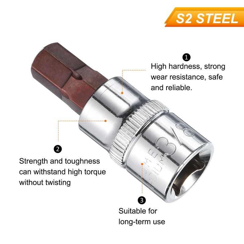 sourcing map 3/8" Hex Bit Socket 3/8" Drive SAE S2