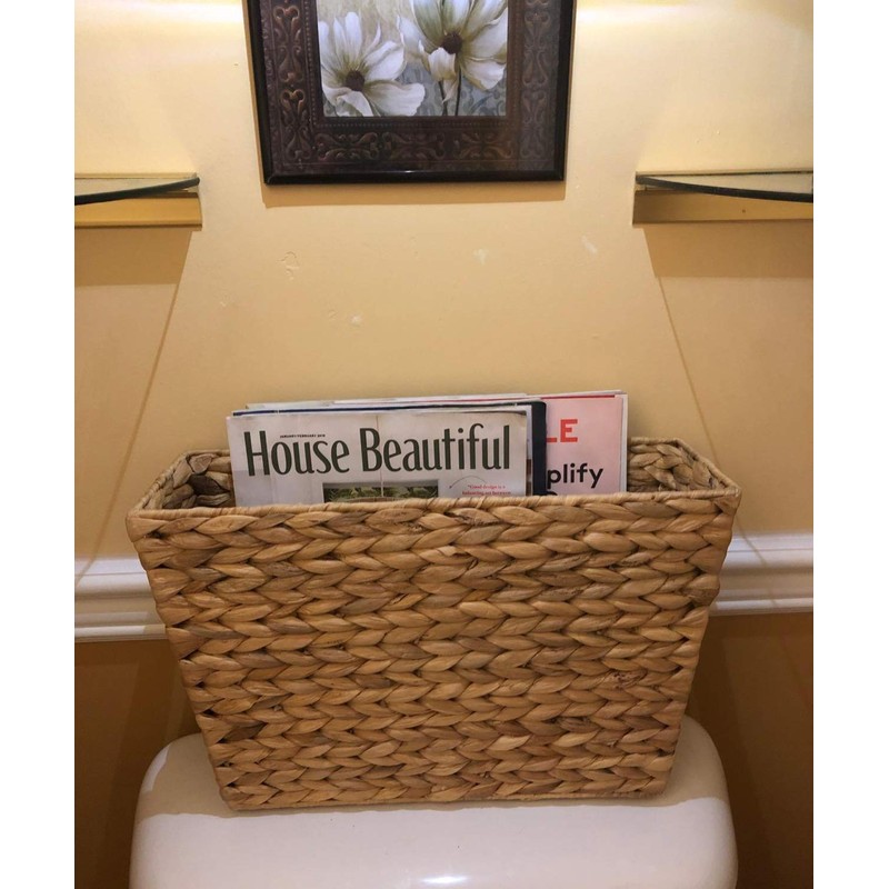 Yesland Hand-Woven Narrow Water Hyacinth Holder Wicker Basket, 15.5 x