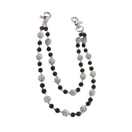 Ceramic Beads Wallet Pants Waist Chain Shiny Hip Hop Disco Rhinestone Beads Purse Hipster Jeans Chainscfor Men Women Punk Accessories (Black)