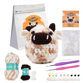 Lindo Vaca Ganchillo herramientas Kit para Niños Adultos, Ganchillo Principiante Completo Amigrumi Craft Knitting Starter Set con Paso a Paso Manual de Usuario Video Tutorial