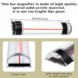 Chunful 1 Pcs Magnifying Ruler with Sliding Markers 6 Inch Line Magnifier for Reading Small Prints, Bible, Books, Instructions, Cross Stitch Patterns and Small Print