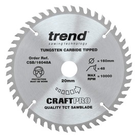 Trend Craft Pro; 160mm; Circular Sawblade - CSB/160/3PK/A; Diameter 160mm; Bore 20mm; Teeth 48; Triple Pack