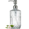 JASAI 18 Oz Embossed Clear Glass Soap Dispenser with Rust