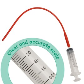 Abustle pig Lamb and Goat Kid Feeding Kit 2-Tube (16 FR), 1-Syringe 60ml Reusable Drench Goat Syringe for Lamb, Dog, Sheep,Piglet,Rabbit Feeding (16''L Red Tube)