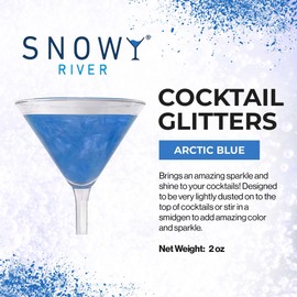 Snowy River Cocktail Glitter - All Natural Edible Beverage Glitter for Cocktails, Wine, Champagne & Soda, Perfect for Parties or Dusting Cakes (56 Gram (2 Ounce), Arctic Blue)