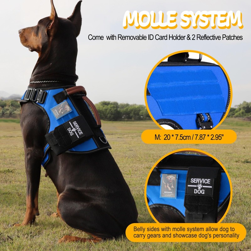 Service Dog Vest - HEYCAHVA Tactical Dog Harness Full Metal