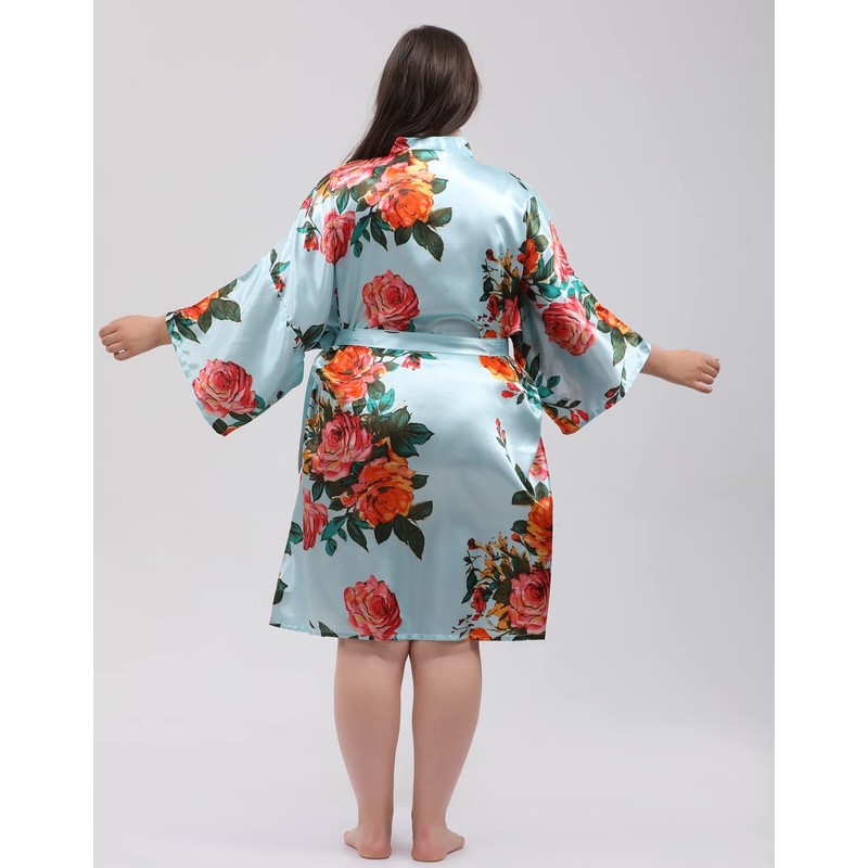 Albornoz Kimono de seda floral Peony para dama de honor,