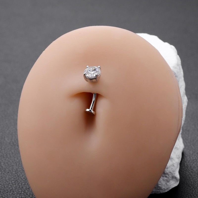 Senpotly 0.8ct 925 Sterling Silver Moissanite Floating Belly Button Ring