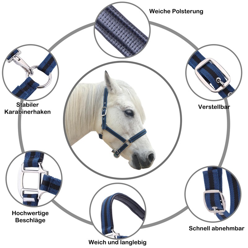 Gallopoff Headcollar for Horses, Thickened Adjustable Headcollar, Horse Halter, Durable