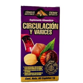 Tierra Naturaleza Circulación y Varices 60 Cápsulas (60g) – Suplemento Dietario con Complejo B, Vitamina E, Romero y Castaño de Indias