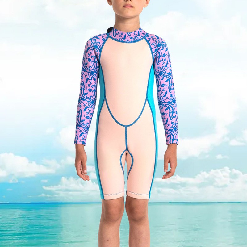 Long Sleeve Shorts Kids Wetsuit 2.5MM Neoprene Toddler Winter Surfing