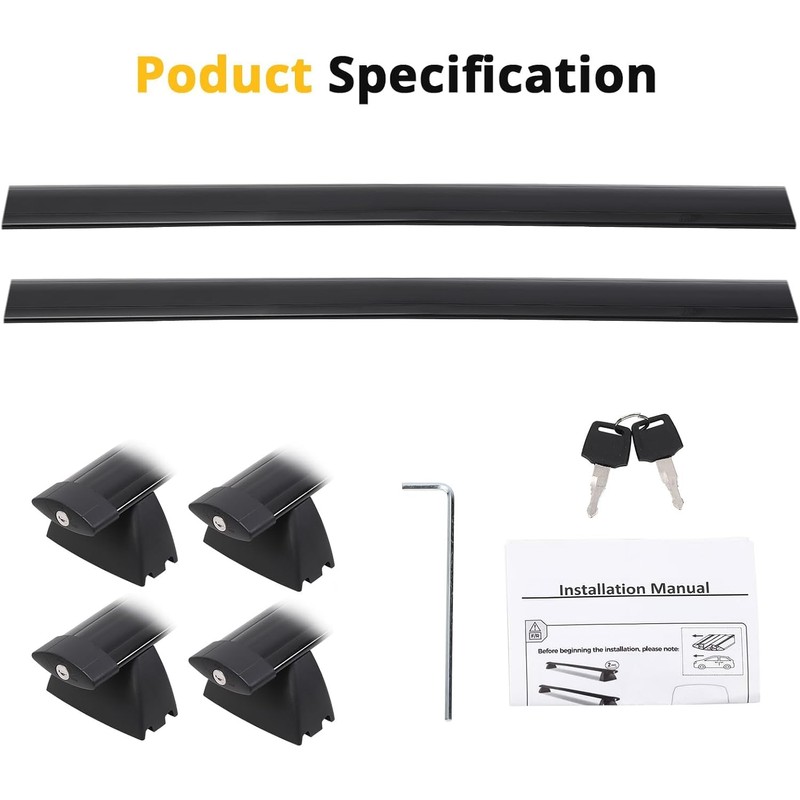 Roof Rack Cross Bars with Lock - Compatible with 2011-2021