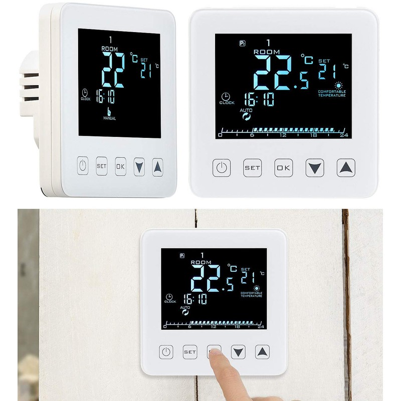 revolt Flush-Mounted Room Thermostat: Set of 2 Wall Thermostats for