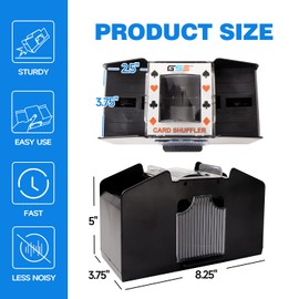 GSE Games & Sports Expert 4-Deck Automatic Card Shuffler, AC/DC-Power & Battery-Operated Shuffler Machines for Playing Cards, Blackjack, Texas Hold'em, Canasta, Bridge, Rummy, UNO