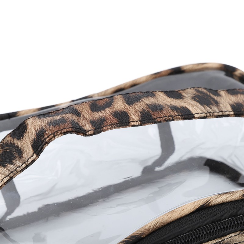 3pcs Makeup Bag Set Leopard Print Large Capacity Portable Waterproof