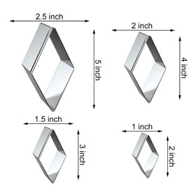QAAQS Rhombus Diamond Cookie Cutter Set - 4 Piece Assorted Sizes (5 Inch, 4 Inch, 3 Inch, 2 Inch) - Stainless Steel