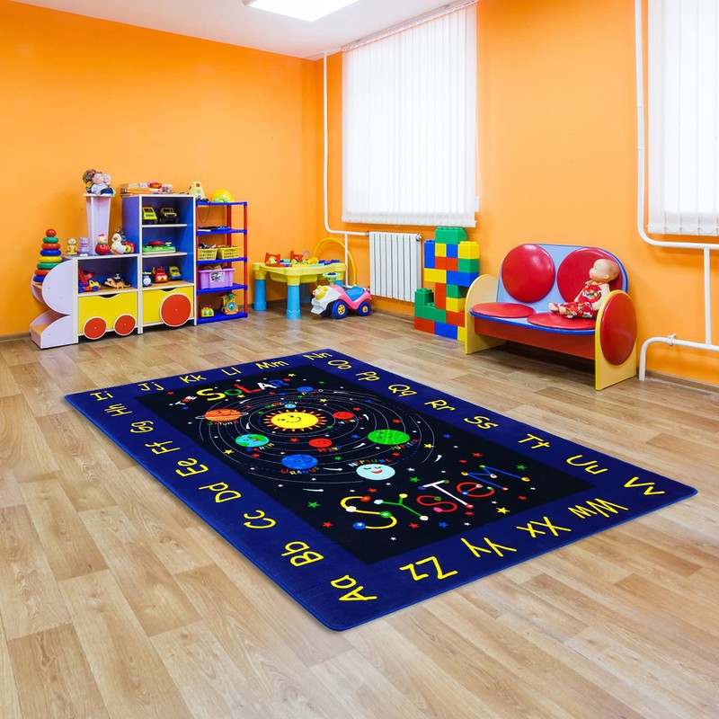COZYLOOM Kids Solar System Educational Rug Galaxy Outer Space Kids