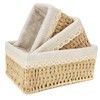 GOYADA Pack of 3 Wicker Rectangular Woven Basket with Yellow
