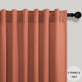 Terracotta Kitchen Curtains Boho Farmhouse 36 Inch Length Linen Sheer Back Tab Pocket Short Small Window Curtains Cafe Curtains for Living Room Teen Girls Bedroom Bunk Bed 36x36 Long Burnt Orange Rust
