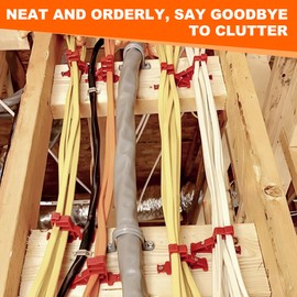 50 Pack MCS-100W Cable Staples, Compatible with Wire Staples Secures (NM) Non-Metalic, Coaxial & Data/CAT 5 Cable, Red