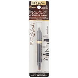 L'Oreal Paris Brow Stylist Kabuki Blender Brow Crayon, Dark Brunette, 0.05 oz.
