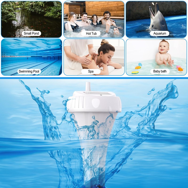 Urageuxy Wireless Digital Pool Thermometer, 328ft Remote Floating Thermometer with