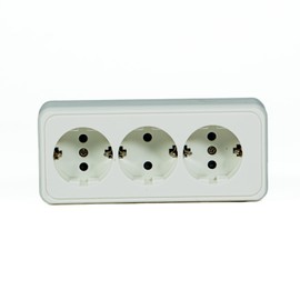 White Surface-Mounted Socket 3-Way Child Protection Fireproof
