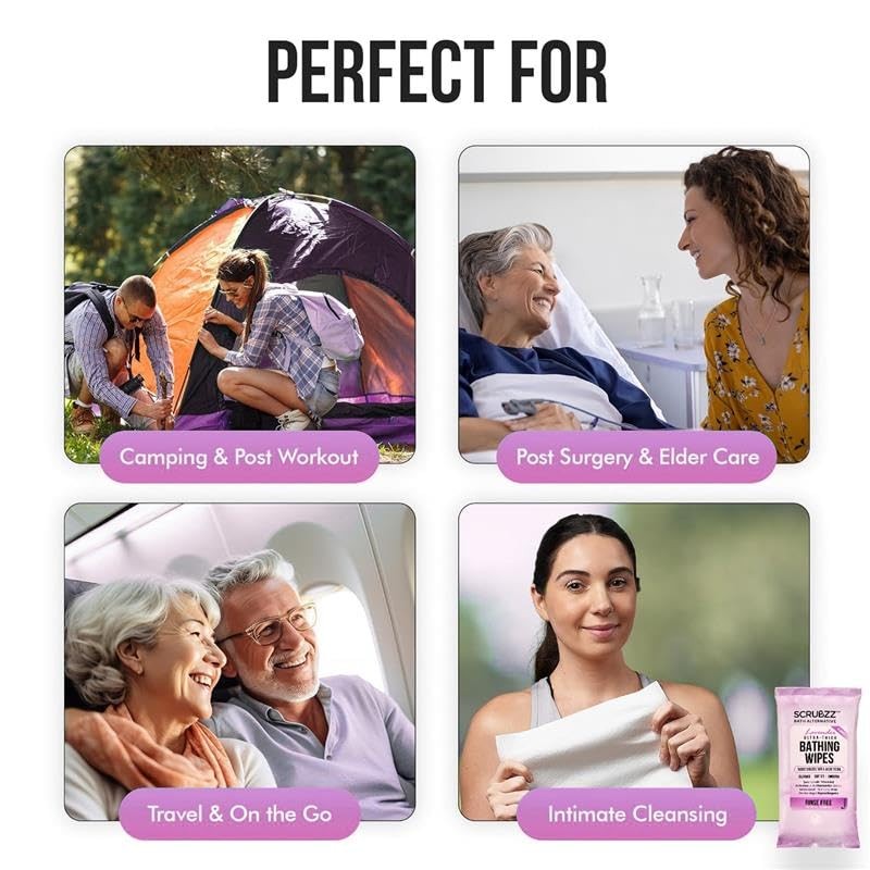 Extra Large Bath Wipes for Adults Bathing No Rinse -