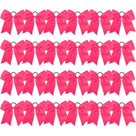 24 PCS 8" Large Cheer Bows Pink Girl Hair Bows Cheerleading Softball Team Bow Hair Accessories for cheerleaders football Competition Sports