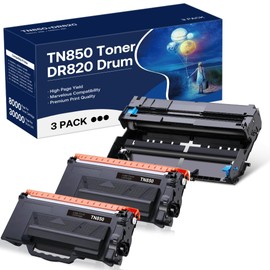 TN850 Toner Cartridge & DR820 Drum Unit Compatible for Brother TN850 TN-850 DR820 DR-820 Replacement for Brother DCP-L5500DN DCP-L5650DN HL-L6200DWT HL-L6400DW MFC-L5700DW MFC-L5800DW Printer (3pack)
