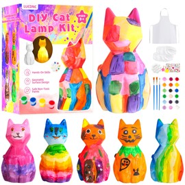 lucdnc Paint Your Own Cat Lamp Kit DIY Night Light Arts & Crafts Supplies Painting Kits for Kids Birthday Easter Christmas Gifts Stocking Stuffer Toys for Teens Girls Boys Ages 3-12+