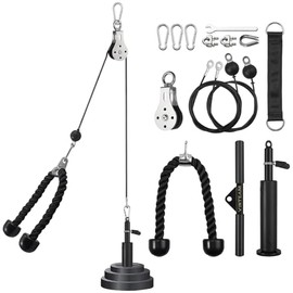 VINTEAM Cable Machine, Cable Pulley System for LAT Pulldown and Lift Exercise, Cable Crossover Machine for Home Gym Muscle Strength Workout with Straight Bar, Tricep Rope