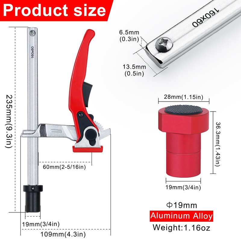 Cuidosful Bench Dog Clamp for Woodworking 3/4" Dog Hole, 2