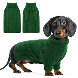 Queenmore XSmall Dog Sweater,Small Sweater for Dog,Soft Knitted Dog Sweater Christmas Clothing,Turtleneck Pullover Puppy Sweaters for Dogs Girls Boys,Cozy Pet Knitwear for Teacup,Chihuahua(Green,XS)