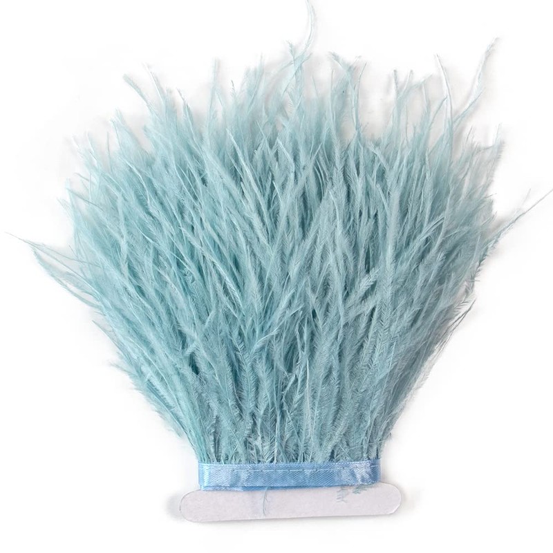 3 Yards 10-15cm Light Blue Ostrich Feathers Trim Fringe for